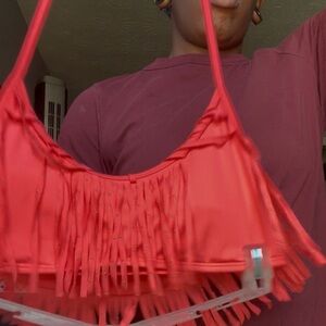 Fringed pink Women's swim top